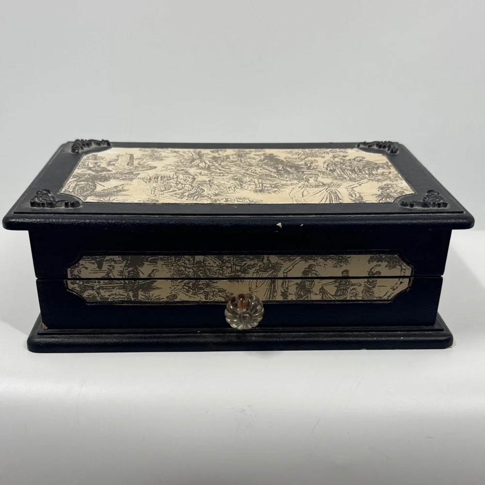 Vintage Decoline New York Black and Cream Decorative Box